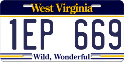 WV license plate 1EP669