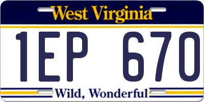 WV license plate 1EP670
