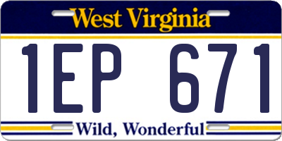 WV license plate 1EP671