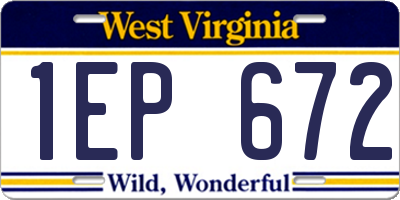 WV license plate 1EP672