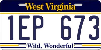 WV license plate 1EP673