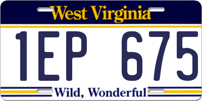 WV license plate 1EP675