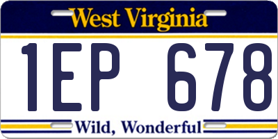 WV license plate 1EP678