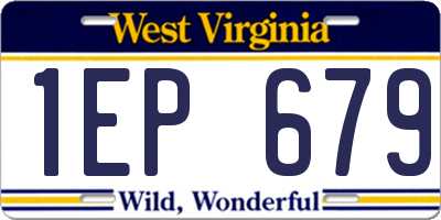 WV license plate 1EP679