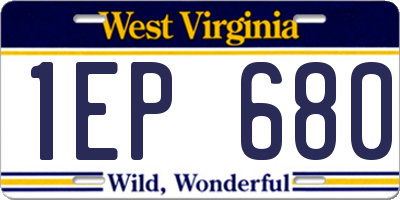 WV license plate 1EP680