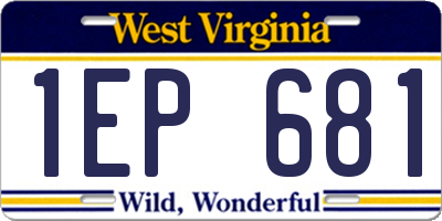 WV license plate 1EP681