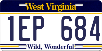 WV license plate 1EP684