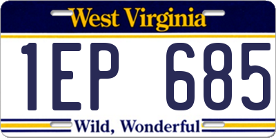 WV license plate 1EP685