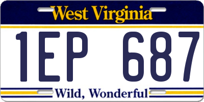 WV license plate 1EP687