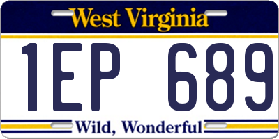 WV license plate 1EP689