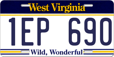 WV license plate 1EP690