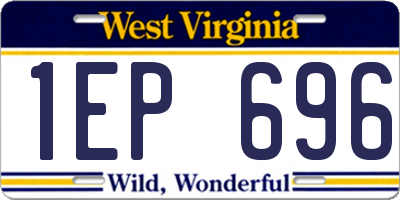 WV license plate 1EP696