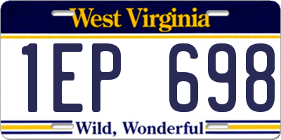 WV license plate 1EP698