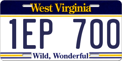 WV license plate 1EP700
