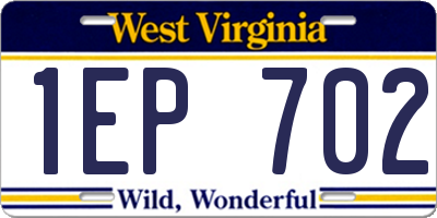 WV license plate 1EP702