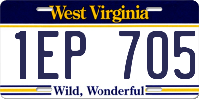 WV license plate 1EP705