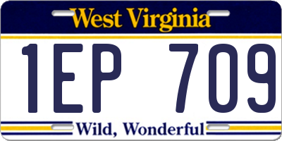 WV license plate 1EP709