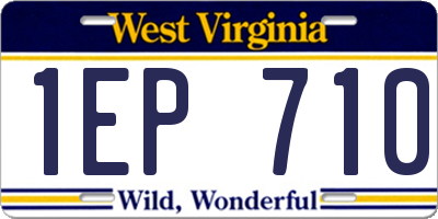 WV license plate 1EP710