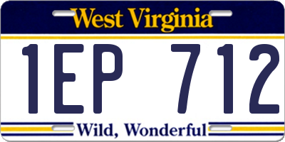 WV license plate 1EP712