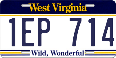 WV license plate 1EP714
