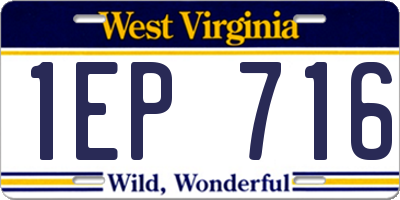WV license plate 1EP716