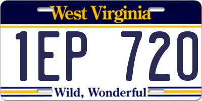 WV license plate 1EP720
