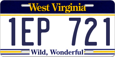 WV license plate 1EP721