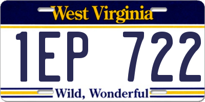 WV license plate 1EP722