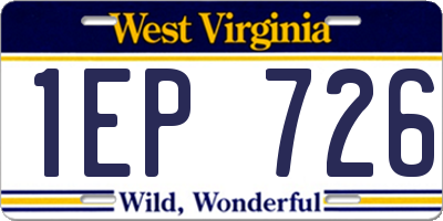 WV license plate 1EP726