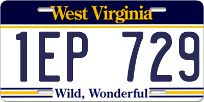 WV license plate 1EP729