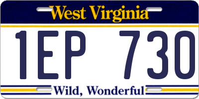 WV license plate 1EP730