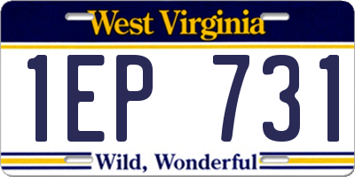 WV license plate 1EP731