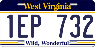 WV license plate 1EP732