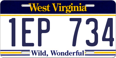 WV license plate 1EP734