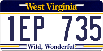WV license plate 1EP735