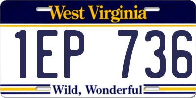 WV license plate 1EP736