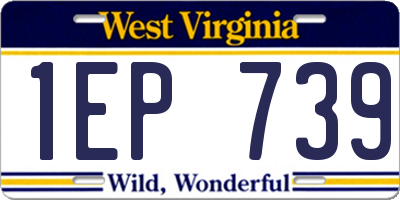WV license plate 1EP739