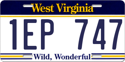 WV license plate 1EP747