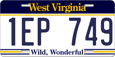 WV license plate 1EP749