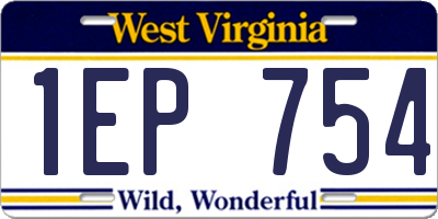 WV license plate 1EP754