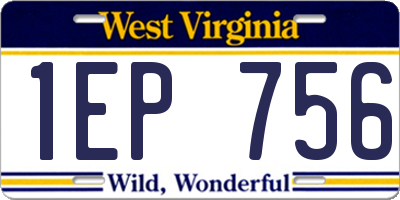 WV license plate 1EP756