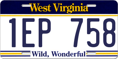 WV license plate 1EP758
