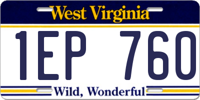WV license plate 1EP760