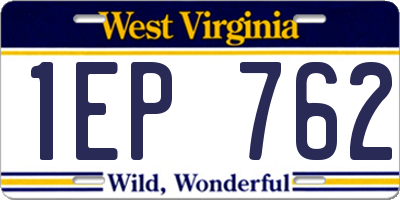 WV license plate 1EP762