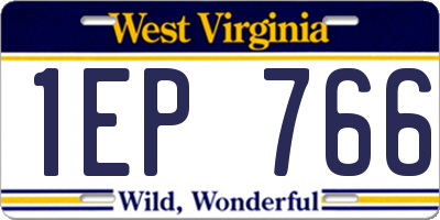 WV license plate 1EP766