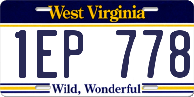 WV license plate 1EP778