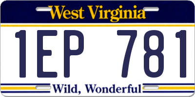 WV license plate 1EP781