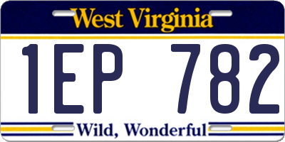 WV license plate 1EP782