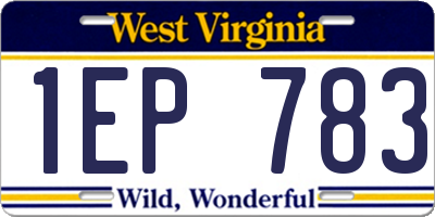 WV license plate 1EP783
