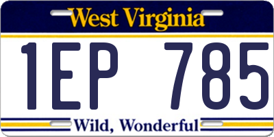 WV license plate 1EP785